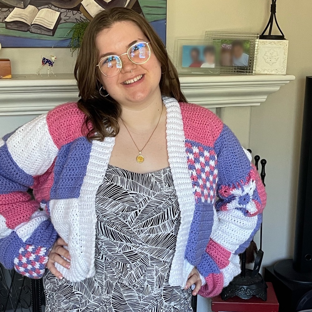 Harry Styles-Inspired Patchwork Crochet Cardigan, Handmade and Super Comfortable